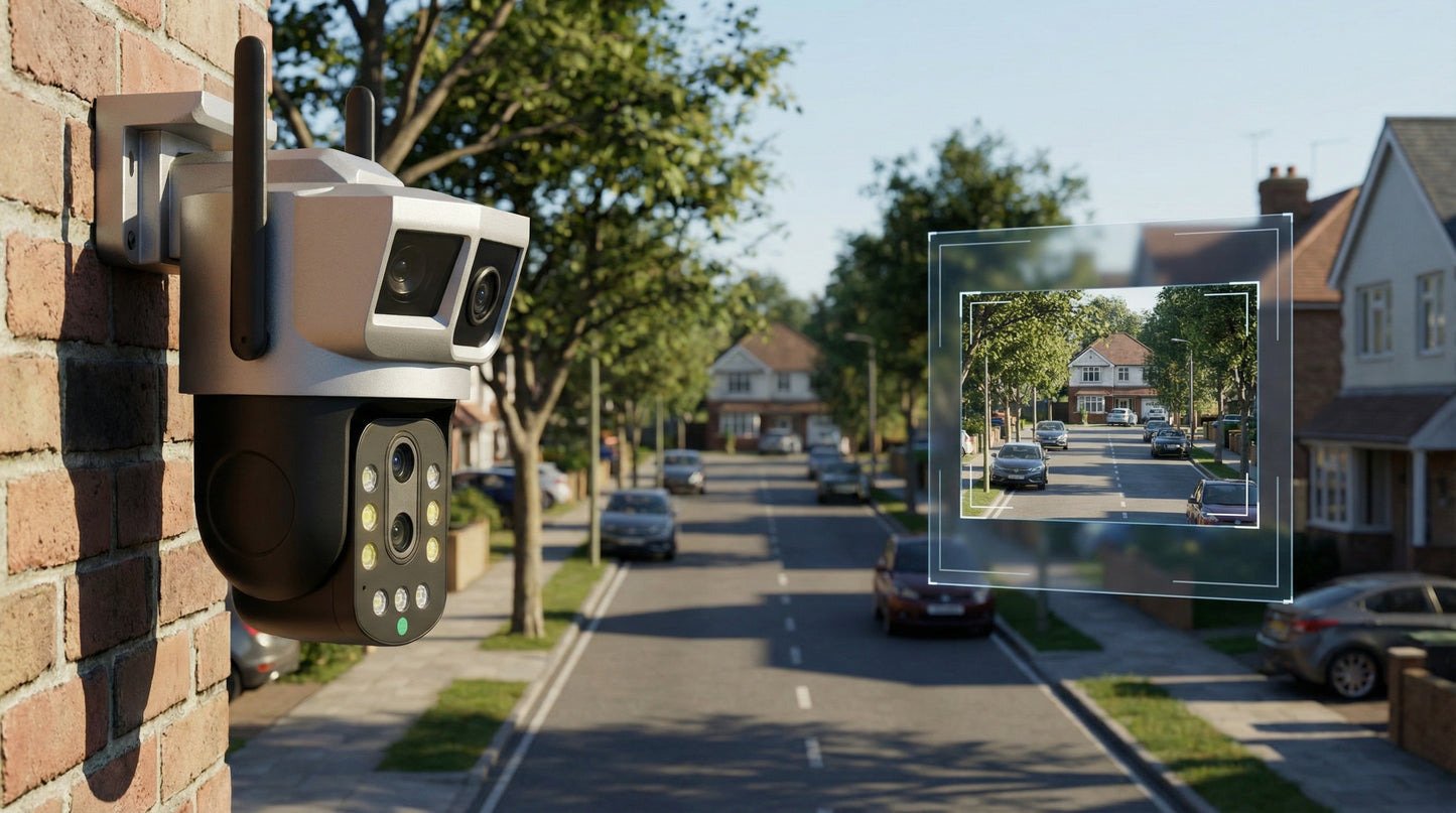 Cameră de Supraveghere Exterior V380 Pro cu Lentilă Dublă, Zoom Hibrid 10x- IP66