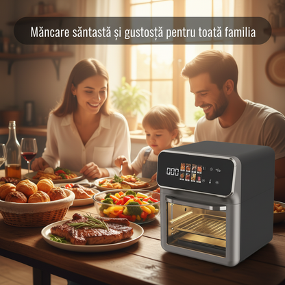 Friteuză cu Aer Cald și Cuptor Digital 15L, 8 Programe