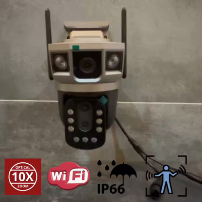 Cameră de Supraveghere Exterior V380 Pro cu Lentilă Dublă, Zoom Hibrid 10x- IP66